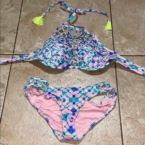 Multicolor Strappy Bikini Set
